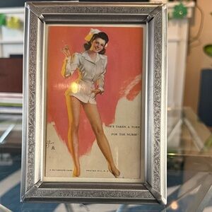 💋 Vintage Retro 50s Pin Up framed Nurse Art Print in Vintage frame